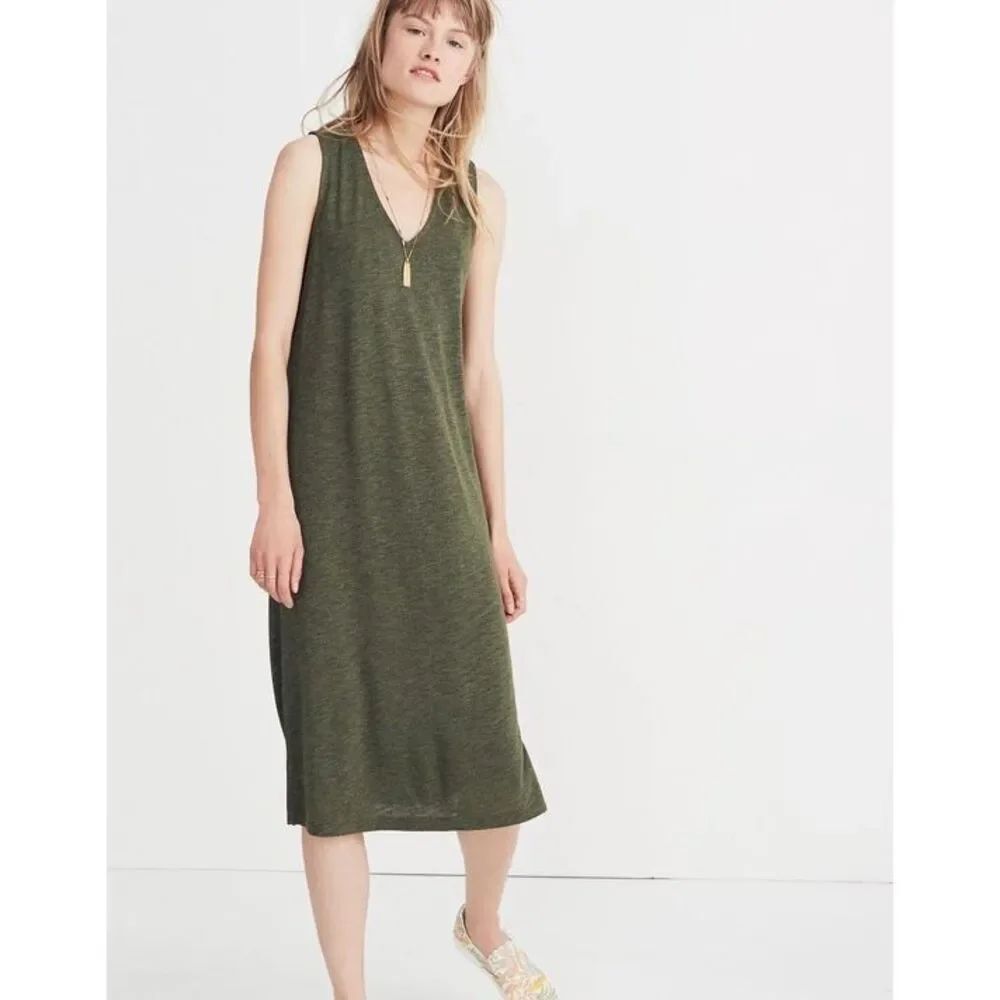 ✨Madewell V-Neck Jersey Tank Green Sz XXL Dress✨